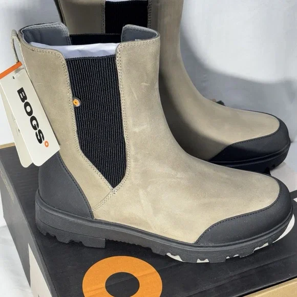 Bogs Holly Chelsea Leather Waterproof Women's Casual Boots, Taupe, Sz. 10 NEW - Picture 2 of 16